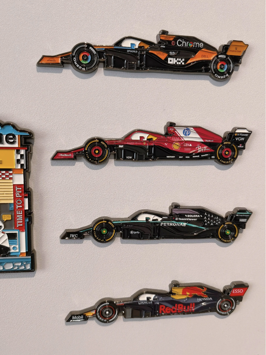 Metal F1 Car Magnet Removed from Base