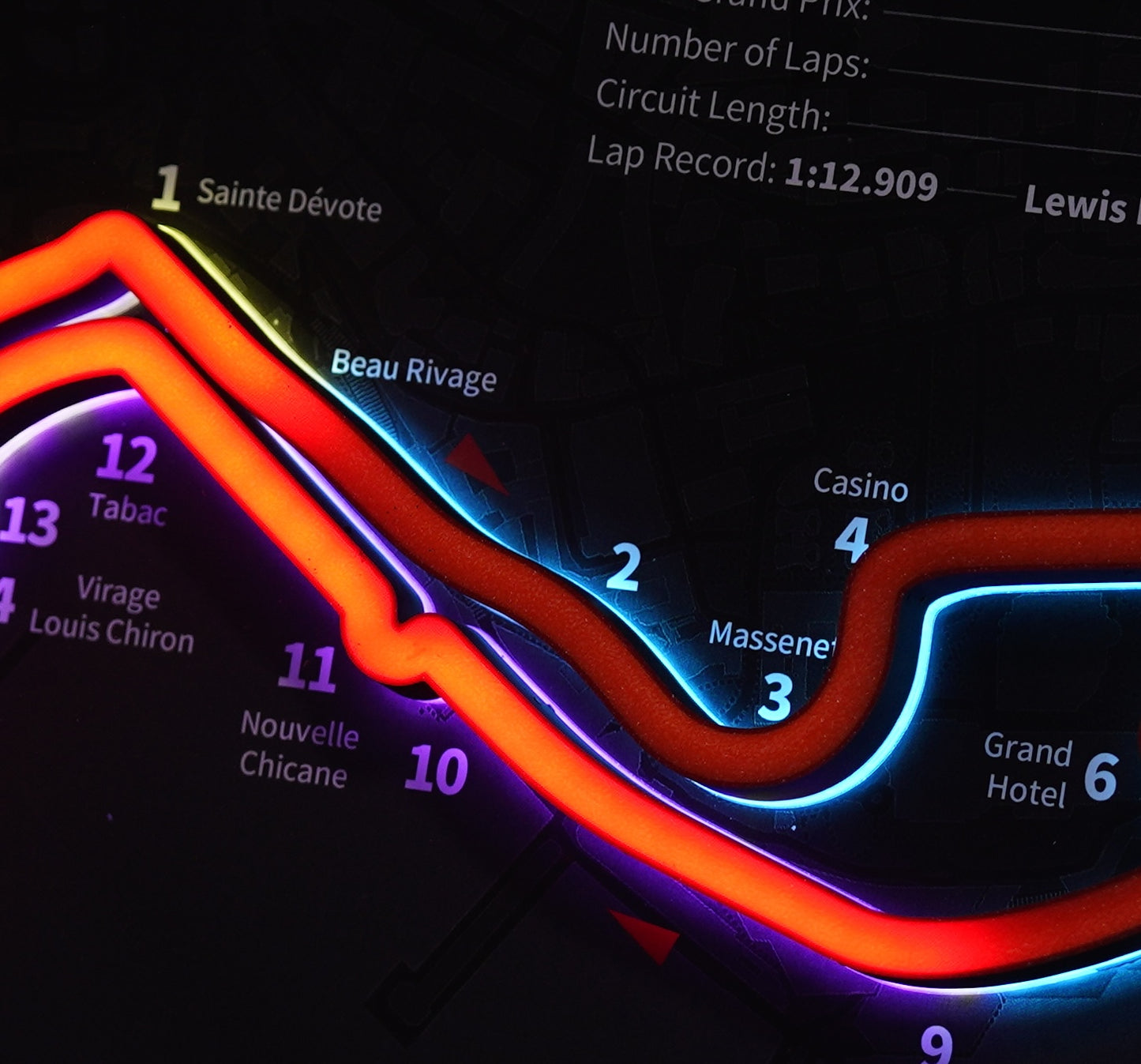 Monaco F1 Circuit LED Art Frame – Customizable Racing Decor