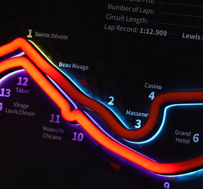 Monaco F1 Circuit LED Art Frame – Customizable Racing Decor