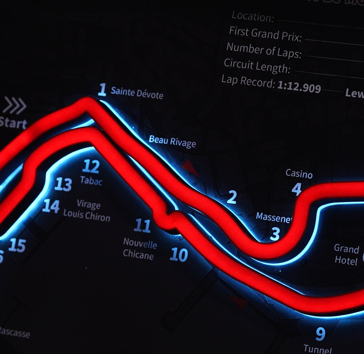 Monaco F1 Circuit LED Art Frame – Customizable Racing Decor